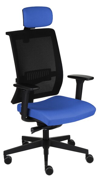Fotel biurowy Level BS HD - obrotowy, z zagłówkiem, wygodny dla kręgosłupa, siatkowy
