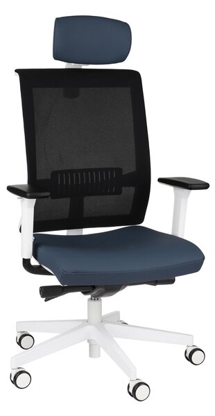 Fotel biurowy Level WS HD - ergonomiczny, obrotowy, wygodny dla kręgosłupa, siatkowy, z zagłówkiem