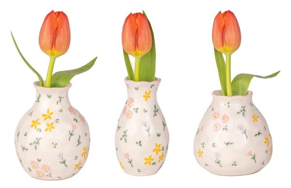 Kremowe kamionkowe wazony zestaw 3 szt. (wysokość 10 cm) Ditsy Floral – Sass & Belle