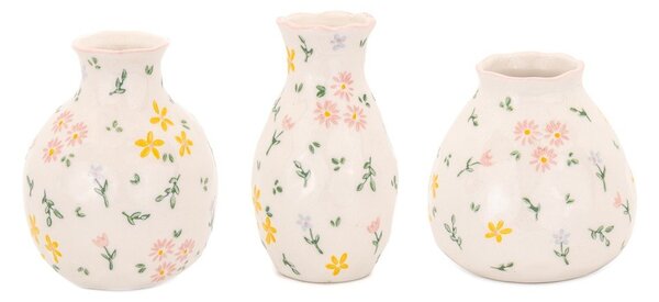Kremowe kamionkowe wazony zestaw 3 szt. (wysokość 10 cm) Ditsy Floral – Sass & Belle