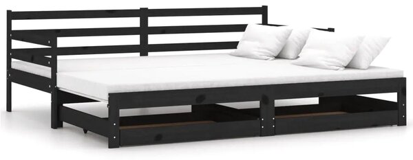Czarne łóżko z podwójnymi szufladami - Duet 4X 90 / 180 x 200 cm