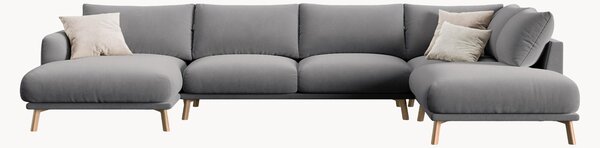 Panoramiczna sofa narożna z weluru Naomi (6-osobowa)