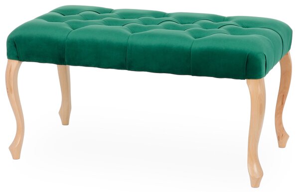 Pufa Ławka Ludwik Chesterfield 49x90, ozdobne, z pikowanym siedziskiem, z giętymi nóżkami, w stylu glamour, do hotelu, do domu