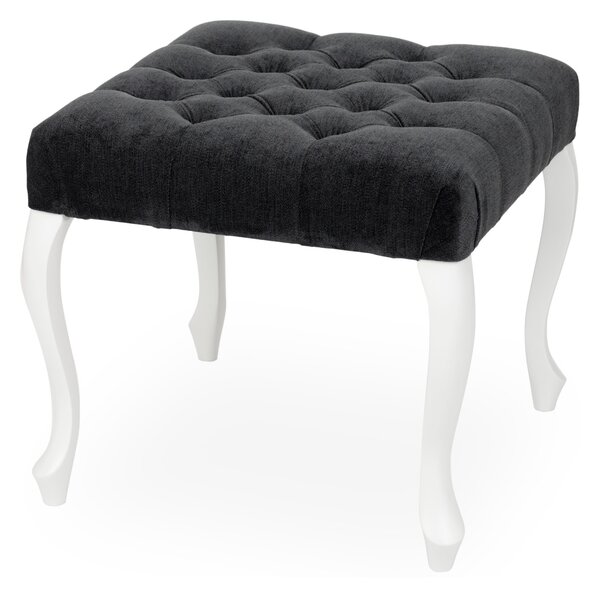 Pufa Ludwik Chesterfield 50x50, kwadratowa, z pikowanym siedziskiem, dla jednej osoby, elegancka, w stylu glamour, kompaktowa, do hotelu, do domu
