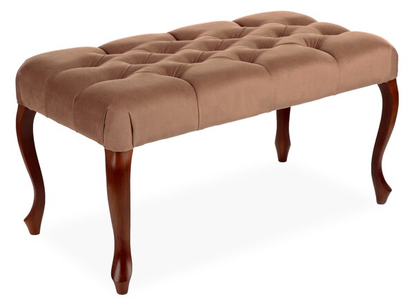 Pufa Ławka Ludwik Chesterfield 49x90, ozdobne, z pikowanym siedziskiem, z giętymi nóżkami, w stylu glamour, do hotelu, do domu