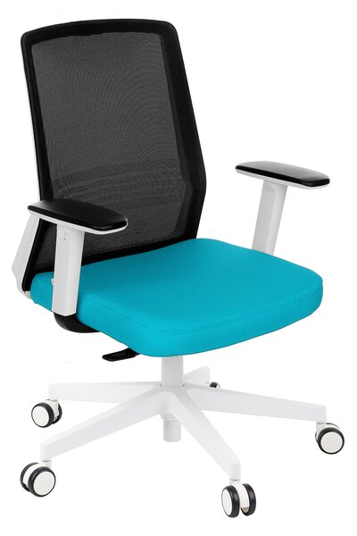 Krzesło biurowe Coco WS - biały fotel do pracy w biurze, home office czy dla nastolatka. Siatlowe oparcie, ergonomiczne funkcje