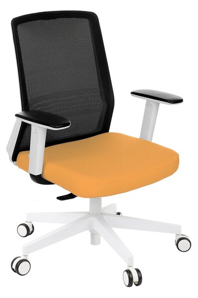 Krzesło biurowe Coco WS - biały fotel do pracy w biurze, home office czy dla nastolatka. Siatlowe oparcie, ergonomiczne funkcje