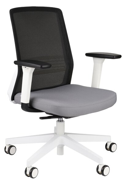 Krzesło biurowe Coco WS - biały fotel do pracy w biurze, home office czy dla nastolatka. Siatlowe oparcie, ergonomiczne funkcje