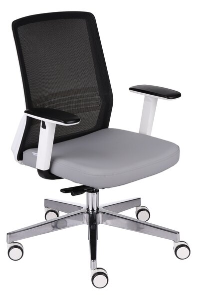 Krzesło biurowe Coco WS - biały fotel do pracy w biurze, home office czy dla nastolatka. Siatlowe oparcie, ergonomiczne funkcje