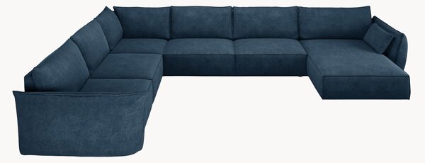 Panoramiczna sofa narożna o wyglądzie sztruksu Vanda (8-osobowa)
