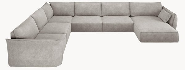 Panoramiczna sofa narożna o wyglądzie sztruksu Vanda (8-osobowa)