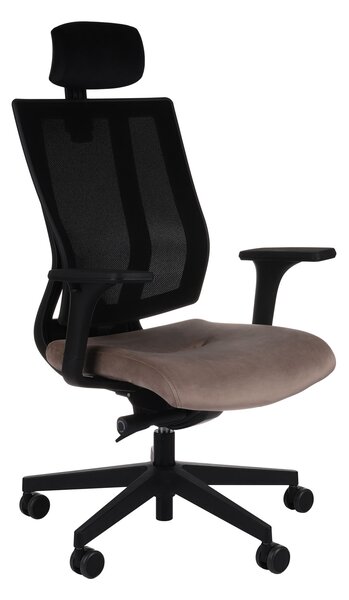 Fotel biurowy MaxPro BS HD - ergonomiczny, obrotowy, siatkowy, wygodny, z zagłówkiem
