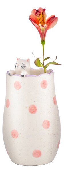 Biały wazon z dolomitu (wysokość 18 cm) Peeking Cat – Sass & Belle