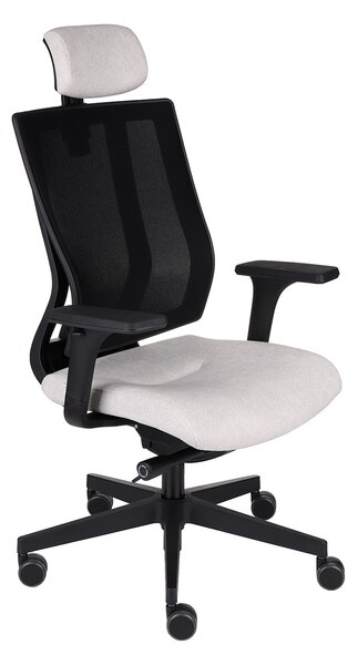 Fotel biurowy MaxPro BS HD - ergonomiczny, obrotowy, siatkowy, wygodny, z zagłówkiem