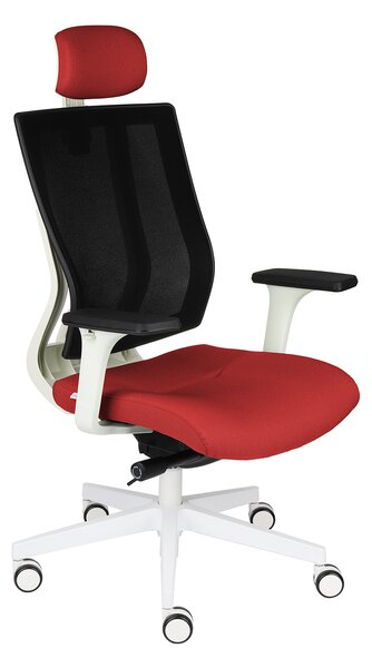Fotel biurowy MaxPro WS HD - ergonomiczny, siatkowy, obrotowy, wygodny dla kręgosłupa, z zagłówkiem