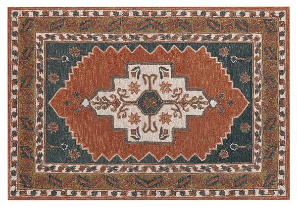Retro dywan wełniany tkany 140 x 200 cm wzór orientalny wielokolorowy Gelinkaya Beliani