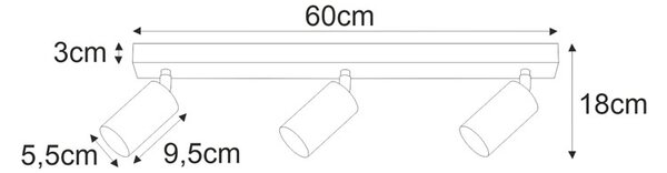 Biała trzypunktowa lampa sufitowa - 4X Biały S891 Z4-R22