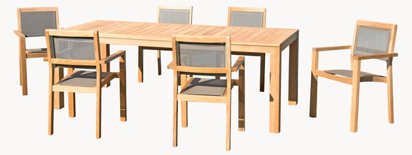 Komplet mebli ogrodowych z drewna tekowego Kim, 7 elem