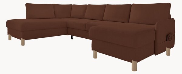 Panoramiczna sofa narożna z weluru z funkcją spania i schowkiem Nela (8-osobowa)