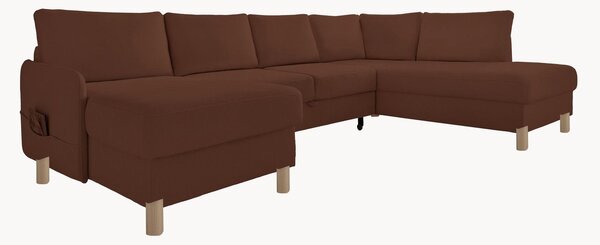 Panoramiczna sofa narożna z weluru z funkcją spania i schowkiem Nela (8-osobowa)