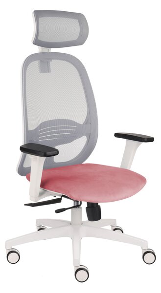 Krzesło biurowe Nodi WS HD - obrotowe, siatkowe, biały, ergonomiczne, z zagłówkiem