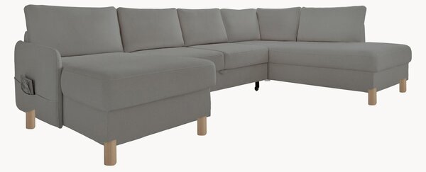 Panoramiczna sofa narożna z weluru z funkcją spania i schowkiem Nela (8-osobowa)