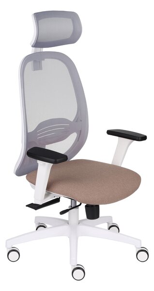 Krzesło biurowe Nodi WS HD - obrotowe, siatkowe, biały, ergonomiczne, z zagłówkiem
