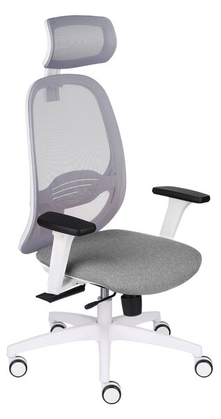 Krzesło biurowe Nodi WS HD - obrotowe, siatkowe, biały, ergonomiczne, z zagłówkiem