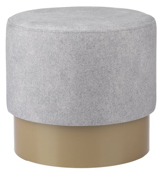 Pufa Vinci Gold Round, okragła, do salonu, w stylu glamour, ze złotą podstawą