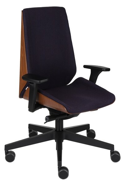 Moon Wood - biurowy fotel obrotowy, tapicerowany, drewniany, elegancki