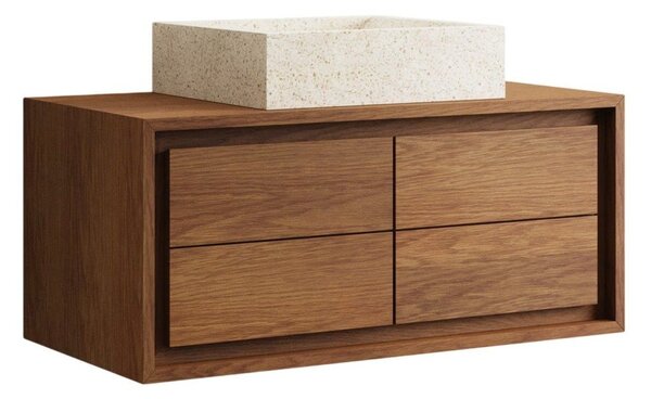Brązowa wisząca szafka pod umywalkę z litego drewna tekowego 90x40 cm Kenta – Kave Home