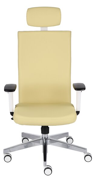 Krzesło Team Plus HD W Chrome - fotel biurowy, obrotowy, z zagłówkiem, tapicerowany