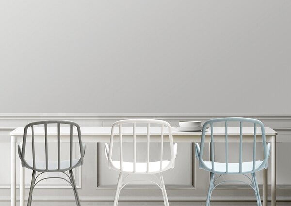 Krzesło Rita, krzesło plastikowe do ogrodu, na taras i balkon, nowoczesne, na zewnątrz, grafitowe, czarme, minimalistyczne