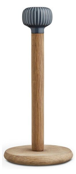 Dębowy stojak na ręczniki papierowe z antracytowym porcelanowym detalem Kähler Design Hammershoi