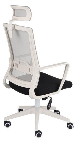 Fotel biurowy Speed WS HD - biały, z zagłówkiem, ergonomiczny, obrotowy, wygodny dla kręgosłupa