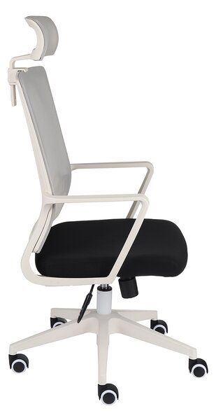 Fotel biurowy Speed WS HD - biały, z zagłówkiem, ergonomiczny, obrotowy, wygodny dla kręgosłupa