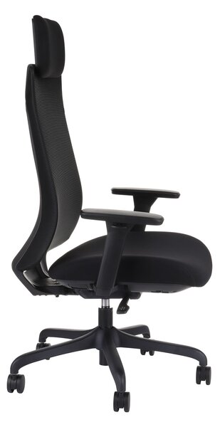 Fotel biurowy Jupiter, obrotowy ergonomiczny, czarny z siatkowym oparciem