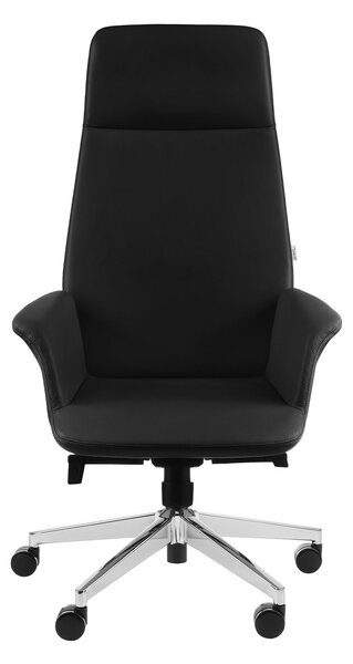 Fotel gabinetowy Preto SN1 skórzany, czarny, elagancki