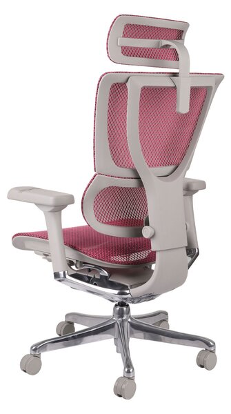 Fotel biurowy Ioo 2 GS Pink, szaro-różowy ergonomiczny fotel siatkowy dla kobiety
