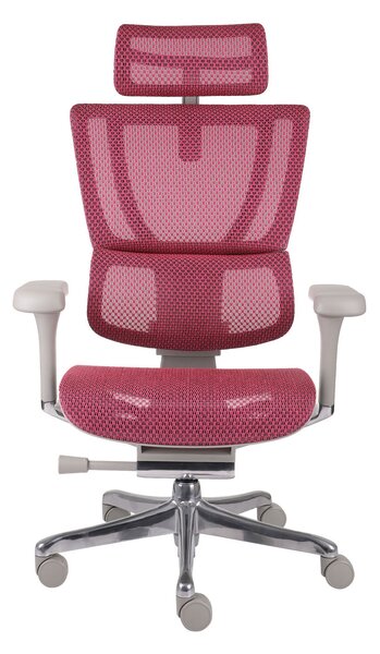 Fotel biurowy Ioo 2 GS Pink, szaro-różowy ergonomiczny fotel siatkowy dla kobiety