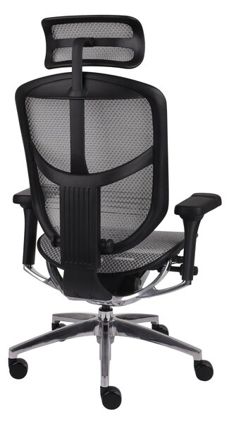 Fotel biurowy Enjoy 2 BS Grey, czarno-szary siatkowy fotel ergonomiczny
