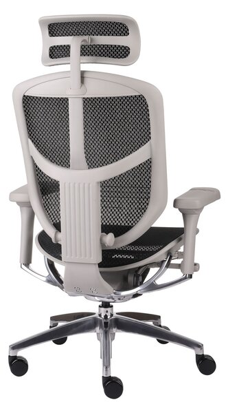 Fotel biurowy Enjoy 2 GS Black, szaro-czarny siatkowy fotel ergonomiczny
