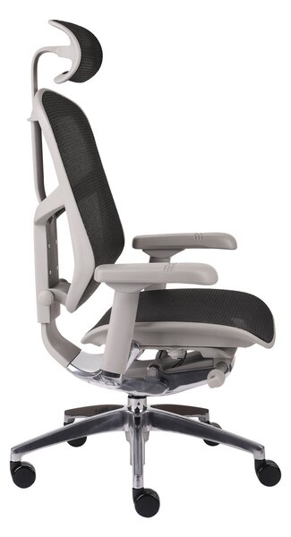 Fotel biurowy Enjoy 2 GS Black, szaro-czarny siatkowy fotel ergonomiczny