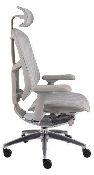 Fotel biurowy Enjoy 2 GS Grey, ergonomiczny, szary, siatkowe oparcie