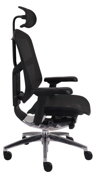 Fotel biurowy Enjoy 2 BS Black, czarny, siatkowy fotel ergonomiczny