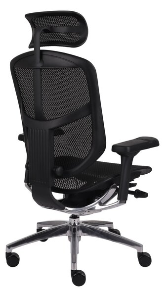 Fotel biurowy Enjoy 2 BS Black, czarny, siatkowy fotel ergonomiczny