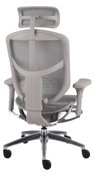 Fotel biurowy Enjoy 2 GS Grey, ergonomiczny, szary, siatkowe oparcie