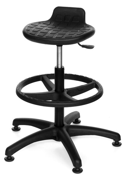 Krzesło Lab Stool Ring Base czarne z podnóżkiem
