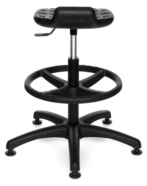 Krzesło Lab Stool Ring Base czarne z podnóżkiem
