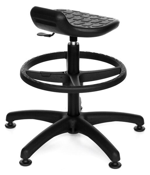 Krzesło Lab Stool Ring Base czarne z podnóżkiem